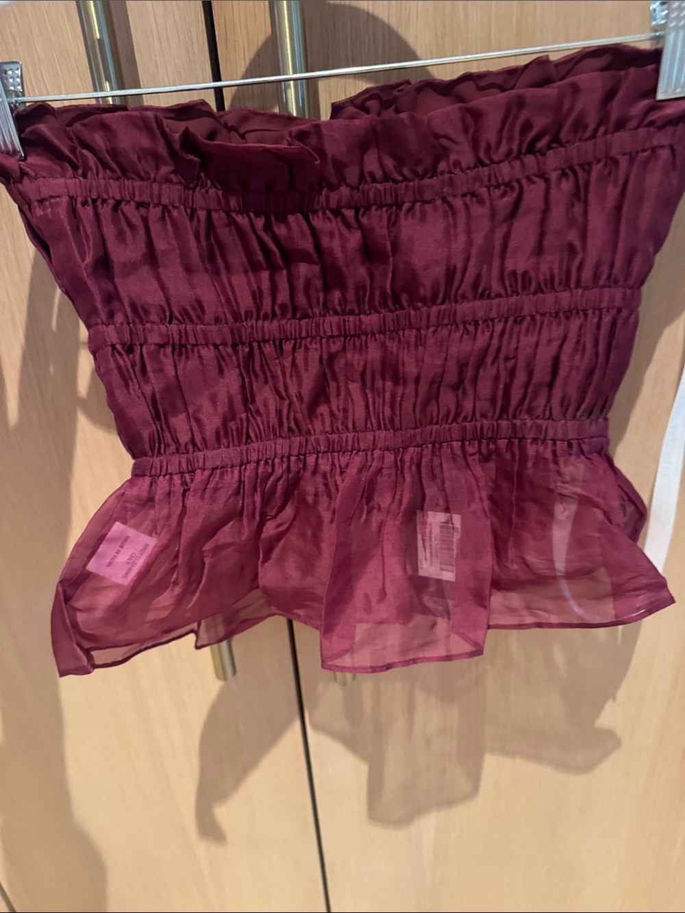 Cynthia Rowley Burgundy Strapless organza top with Gold Buckles - Picture 5 of 5
